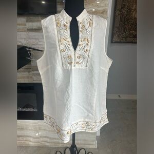 Jennifer Women Ramie/Rayon Blend Embroidered Beaded V-Neckline. Size 18 (138)